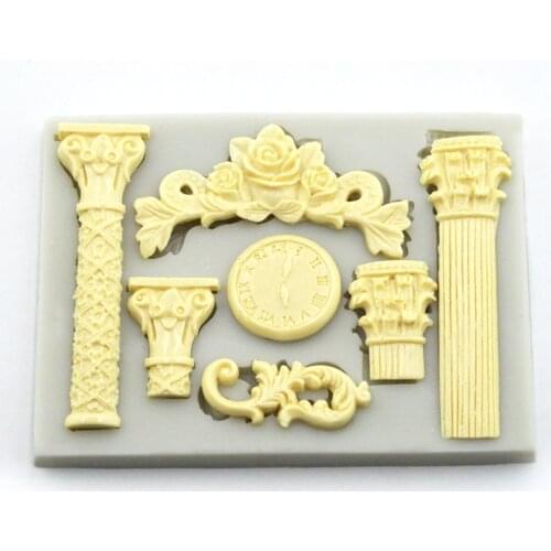 Vintage European Roman Pillars and Timepieces Embossed Chocolate Cake Molds Handmade Chocolate Fondant cake Moulds