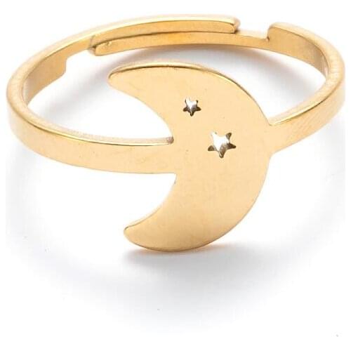 Moon Star Resizable Rings for Women Bands Wedding Jewelry Hip-hop punk Stainless Steel Geometric Valentines Day Gift 2021