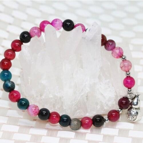 19 style multicolor 6mm 8mm round beads bracelet natural popcorn carnelian onyx agat bangle women fashion jewelry 7.5inch B1976