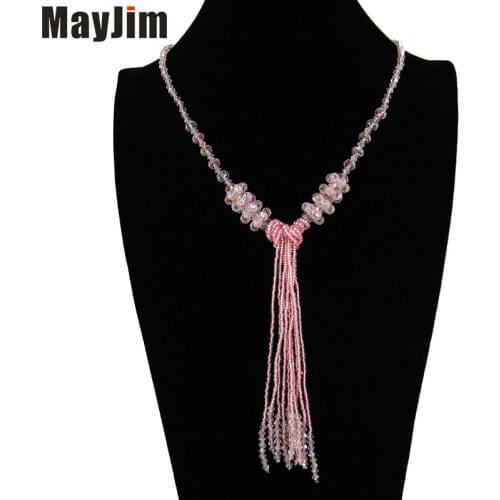 MayJim European Fashion Crystal Women Long Necklaces 2018 bead Sweater Chain Pendants Necklaces Jewelry vintage Statement Bijoux