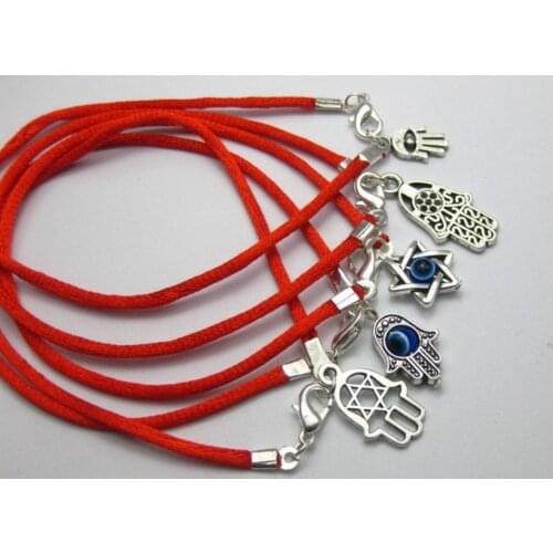 10 Mixed Kabbalah Hand Charms Red String Good Luck Bracelets
