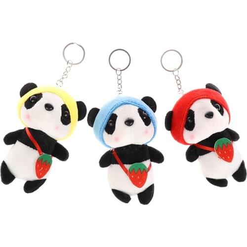 12CM Animal Toys Keychain Cute Cartoon Panda Plush Stuffed Key Ring Pendant Doll Toy Keychain Pendant Children Gift