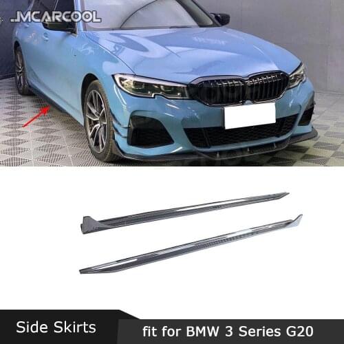 3 Series Dry Carbon Fiber Side Skirts Extension Lip Aprons For BMW G20 325i 2019 2020 Car Styling