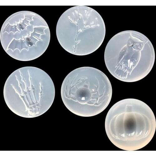6PCS UV Resin Liquid Silicone Mold All Saints' Day Bat Pumpkin Ghost Halloween Resin Mold For DIY Making Jewelry Accessories