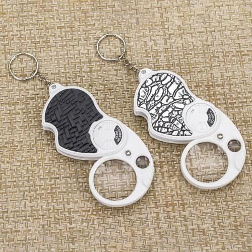 8x-20x Acrylic Lens Magnifier Keychain Pocket LED Magnifying Tools Foldable Magnifiers Jewelry Appraisal/Reading Loupe