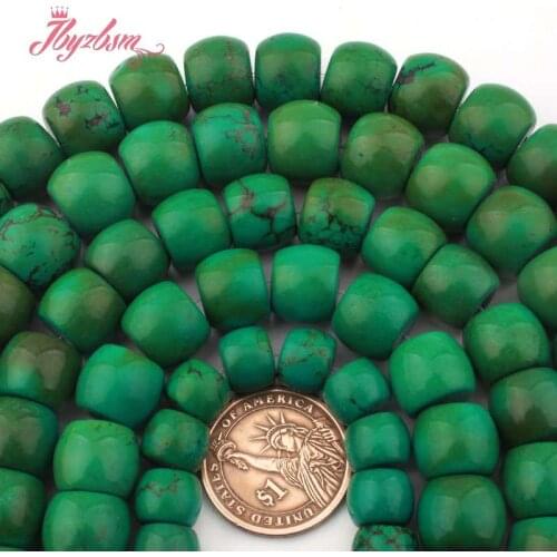 8x10,10x12,12x14,14x16mm Drum Green Turquoises Stone Loose Beads For DIY Necklace Bracelets Jewelry Making 15" Free Shipping