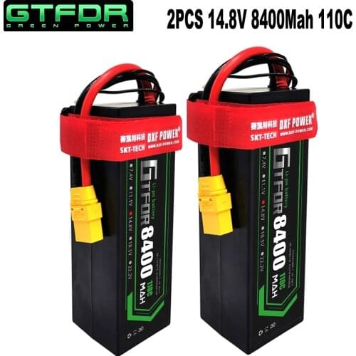 GTFDR 2PCS Lipo 4S Battery 14.8V 8400mAh 7300mAh 6500mAh 110C 130C 60C HardCase for Rc Car 1/8 Buggy