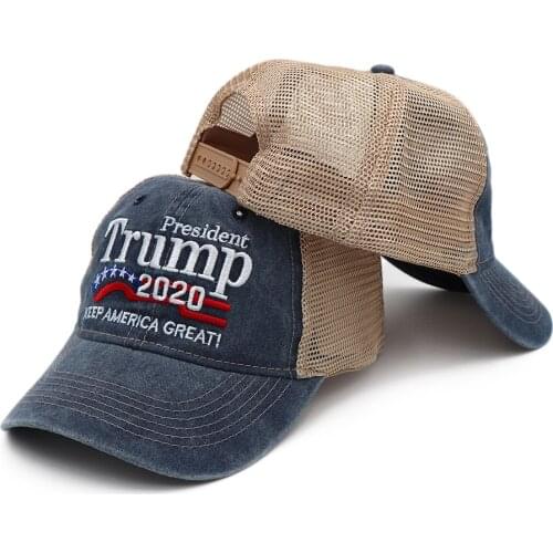 KOEP New Donald Trump 2020 Cap Washed Mesh Baseball Caps Keep America Great Snapback President Hat Embroidery Drop Shipping