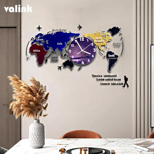Large Decorative Wall Clock Sticker Frameless World Map Wall Clock Silent Movement Modern DIY Decoration For Home Wand Decor