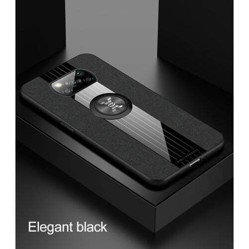 Case for Xiaomi POCO X2 X3 NFC Cover Hard Cloth Phone Cases with Metal Finger Ring Bracket Stand Shell Xiomi Pocophone F2 M2 Pro