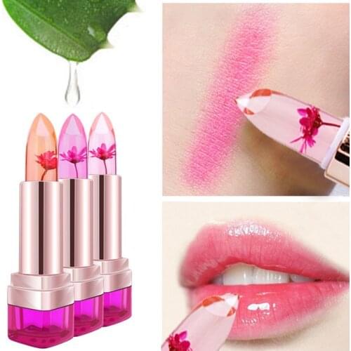 Black Chrysanthemum Lipstick 3 Fruit Flavors Temperature changed Lip Balm Moisturizer Lips 3.5g Makeup Brand HengFang
