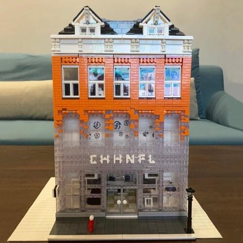Expert Creator 3770Pcs City Street View Crystal Palace Store MOC Model Modular Block Commercial Street Cafe