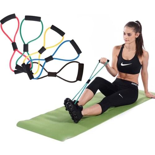TPE 8 Word Fitness Yoga Resistance Rubber Bands Exercise At Home Training Elastic Bands Entertainment Portable Fitness Equipment