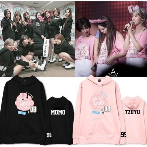Kpop Twice Seoul Concert Twice Land Member Name Printing Fleece Hoodie Fashion Once Supportive Pullover Sweatshirt Fleece Jacket