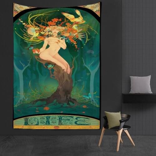 Divination Woman India Mandala Tapestry Sun Moon Tarot Wall Hanging Psychedelic Tapiz Witchcraft Wall Cloth Tapestries