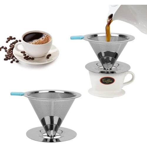 HILIFE Mesh Coffee Tea Filter Kitchen Gadget Brew Drip Coffee Funnel Stainless Steel Reusable Coffee Filter