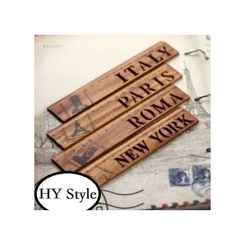 1pcs/lot Exquisite Vintage Hollow City Name Creative Wooden Straight Ruler For School Gift Bookmark Office Supply 4 Dseign