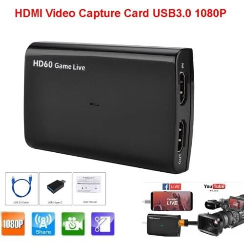 HDMI Video Capture Card USB 3.0 type c FHD 1080P 60fps Game Video Recorder for PS3 PS4 TV BOX Twitch OBS Youtube Live Streaming