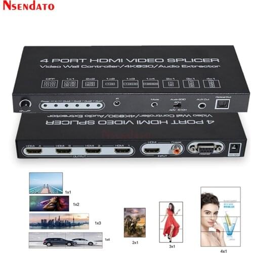 4K 2X2 HDMI TV Video Wall Display Controller Screen Stitching Processor Splicer 2x2 1x2 1x3 1x4 2x1 3x1 4x1 HDMI Audio Extractor