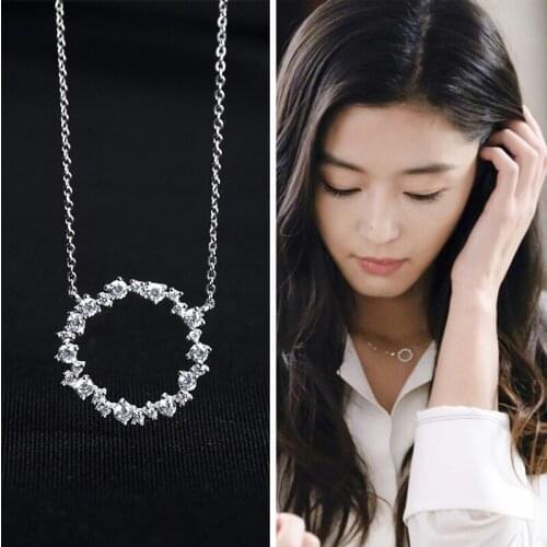 Korean Star Silver Color Long Circle Necklaces For Women Wedding Long Chains Necklaces Bridal Jewelry