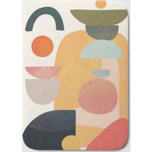 HOT Bathroom Rugs Modern Abstract Art Water Stain Design Bath Mat Flannel Absorbent Non Slip Doormat for Entrance Door Bathroom