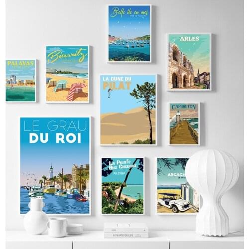 World Travel City Landscape Beach Vintage Wall Art Canvas Painting Nordic Posters And Prints Wall Pictures For Living Room Decor