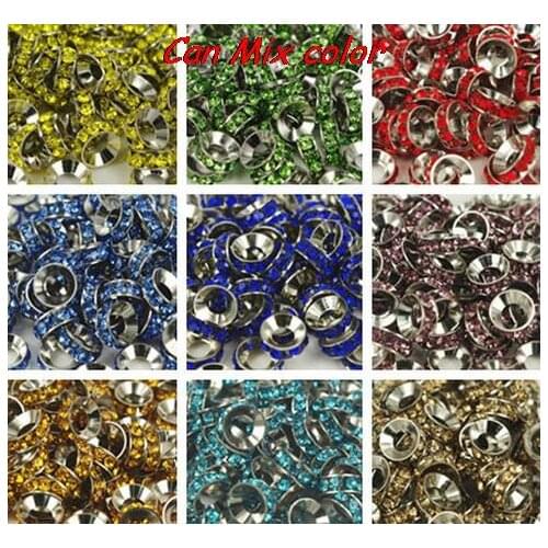 R343or Multicolor Spacer Charm Wheel Beads Fit European Bracelet Rhinestone Loose Beads Round new style crystal