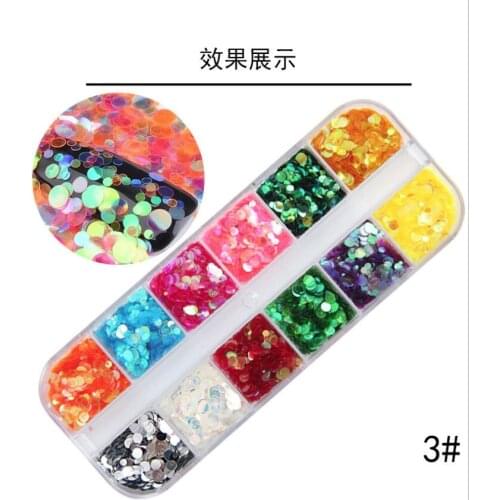 12 Grids/Set nail supplies maple leaf holographic glitter nail art decorations decals sequines decals nails accessories set