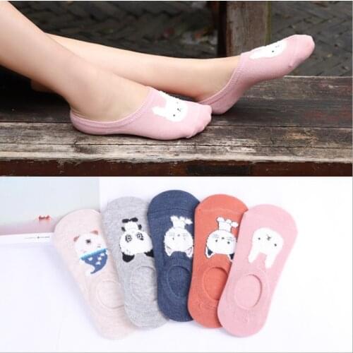 5Pairs/Lot Summer Socks Women Cartoon Cat Fox mouse Socks Cute Animal Funny Ankle Socks Cotton invisible socks Dropship