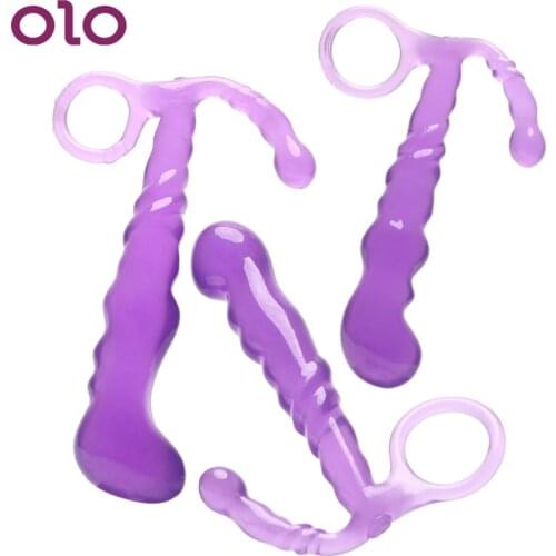 OLO With Pull Ring Butt Plug for Beginner Sex Toys for Men Women Anal Plug Colorful Crystal Jewelry Prostate Massager S/M/L