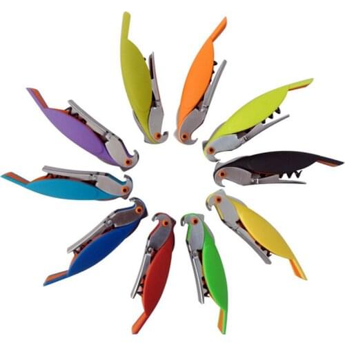 Parrot Bottle Opener With Hippocampal Knife Stainless Steel Corkscrew For Cans Jars Red Wine Beer Bottles Bar Tools 10 Colors