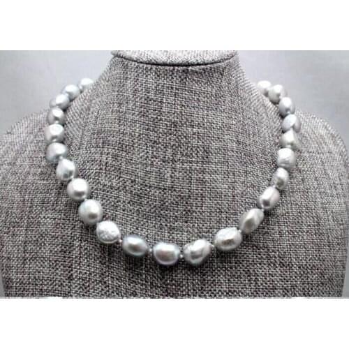 18INCH 10-11mm BAROQUE GREY NATRURAL FRESHWATER PEARL NECKLACE