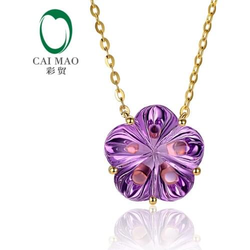 9.26ct IF Flower Shape Amethyst 14kt Gold Engagement Necklace Pendant