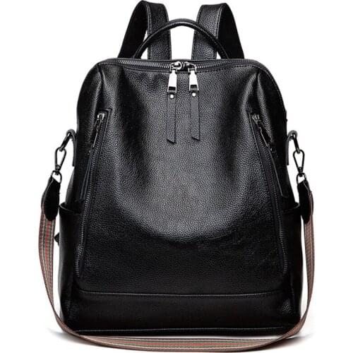 Women Hot High Quality Leather Backpacks Fashion Teenage Girls School Bag Lady Large Black Travel Backpack Shoulder Bags Mochila