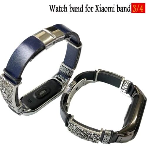 PU Leather Strap for Xiaomi Mi Band 3/4 Strap Bracelet Watchband for Xiaomi Band 4 Mi Band 3 Smart Bracelet