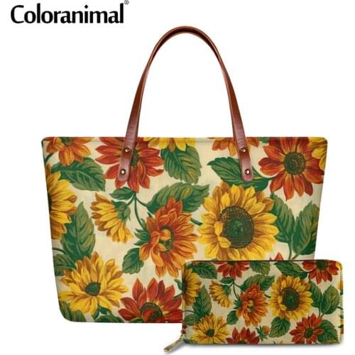 Coloranimal Luxury Women Large Handbags&Purses Pretty Sunflower Printing Shoulder Bags for Ladies Tote Crossbody Bags Bolsa 2020