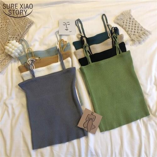 Sexy Knitted Top Women 2021 Small Summer Camisole Women Outer Wear Ropa Mujer Thin Style Fashion Bottoming Women Clothing 9971