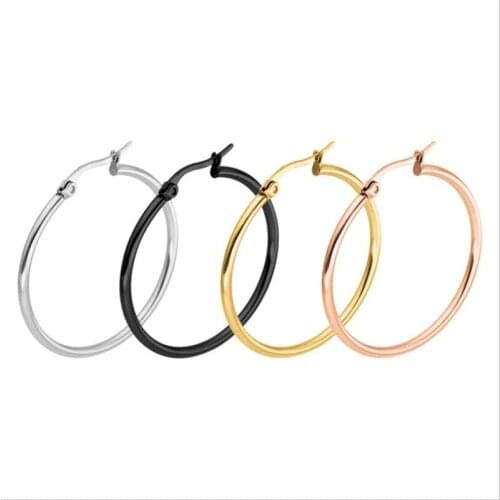 2pcs Stainless Steel Hoop Earring Circle 10 15 20 25 30 75mm Round Earring Fashion Lead Nickel Free Small Jewelry Party