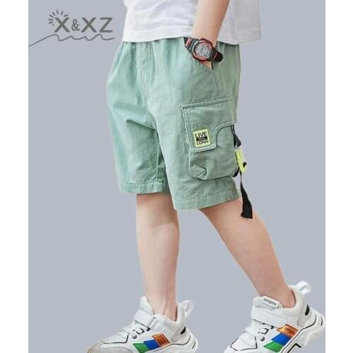 Boys Shorts Summer Loose Pants Teenage Trouser Shorts Boys Casual Cargo Short Pants Childrens Elastic Waist Cotton Pants XXZ78