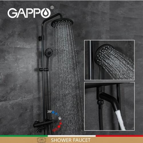 GAPPO thermostatic black faucet shower bathroom Mixer hot and cold water mixer Brass faucet Bathtub rainfall shower system
