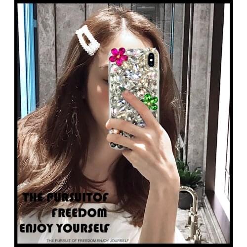 Super Luxury Fashion Full Bling Diamond Cute Flower Crystal Case Cover For Iphone 11 Pro Max XS Max XR X 8 7 6 6S Plus Girl Case