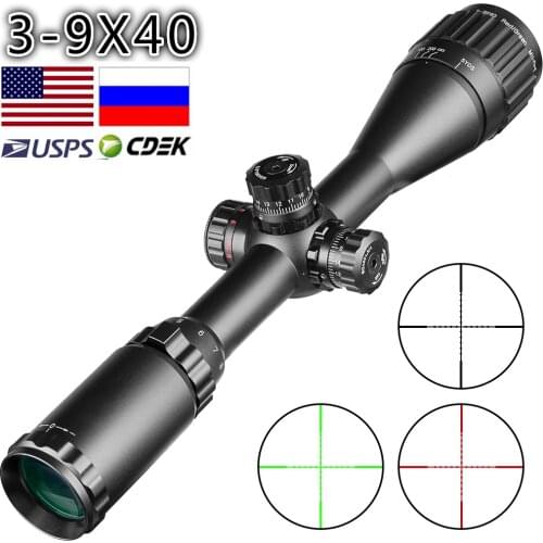 3-9X40 Riflescope Tactical Optical Rifle Scope Red Green Blue Dot Sight Illuminated Retical Sight Hunting Sniper Scopes