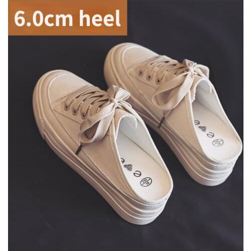 Thick Bottom Muffin Shoes No Back 2021 Summer New Solid Color 6.0cm Heel Internal Increasing Waterproof Platform 34-49 All Match