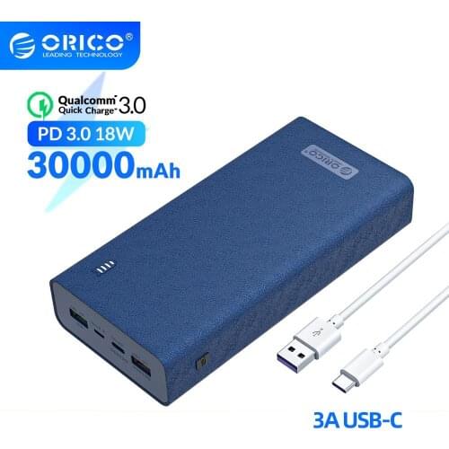 ORICO Power Bank USB C PD3.0 18W QC3.0 Fast Charge 30000mAh Powerbank For Cellular Phone Teblet Computer Quick Charge Battery