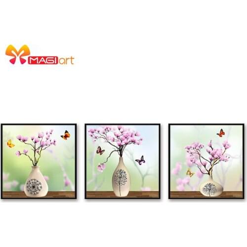 Cross stitch kits Embroidery needlework sets 11CT water soluble canvas patterns 14CT Floral style Magnolia vase -NCMF275