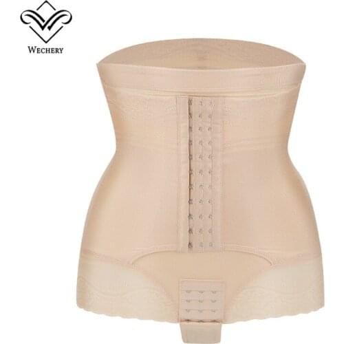 Wechery Lace Control Panties Slimming Underwear Women Shapewear Body Shapers High Waist Brief Skinny Type Buckle Crotch
