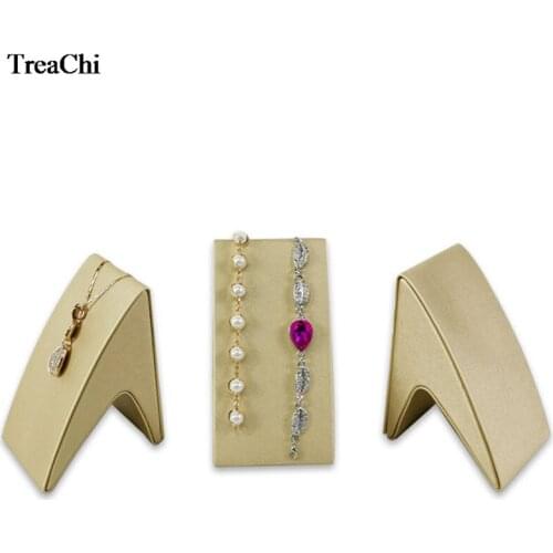 Gold PU Leather V Shape Necklace Jewelry Display Stand Bracelet Bead Chain Anklet Jewelry Orginizer Exhibition Holder Stand