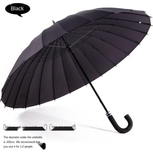 24 Bones Blooming Long Handle Umbrella Double Large Male Student Simple Straight Umbrella