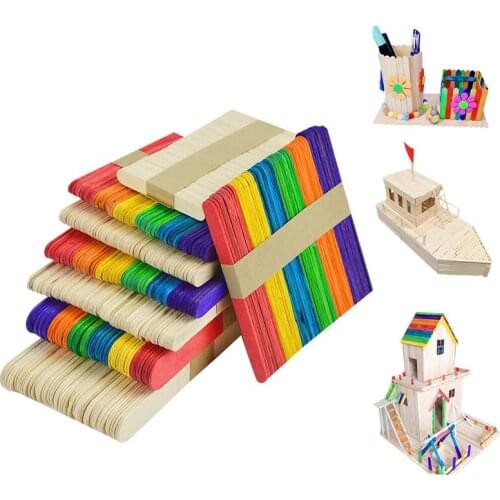 50pcs Popsicle Stick Ice Cube Maker Colorful Cream Tools Model Special-Purpose Wooden Craft Stick Lollipop Mold Accessories