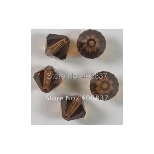 Free Shipping! AAA Chinese Top Quality 720pcs Smoked Topaz 4mm #5301 Glass Bicone Beads